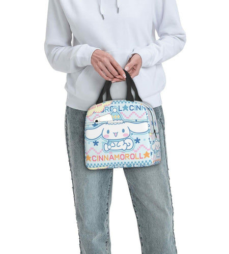 Tamkuaph Insulated Lunch Bag Blue Polyester 8x5.11in Reusable Picnic Travel