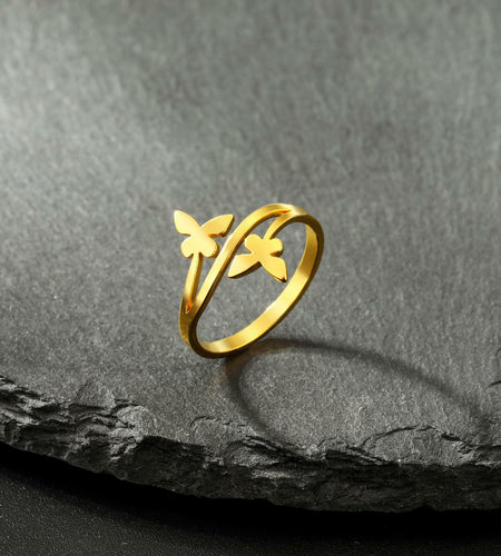 Dreamtimes Butterfly Rings Women Dainty Minimalist Wedding Bands Ring G-6