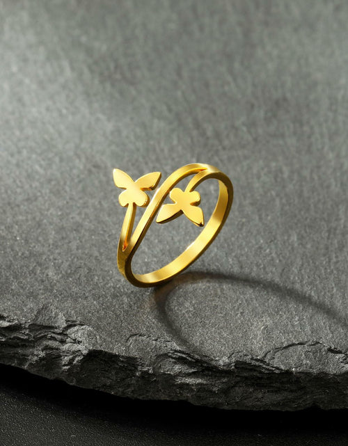 Load image into Gallery viewer, Dreamtimes Butterfly Rings Women Dainty Minimalist Wedding Bands Ring G-6
