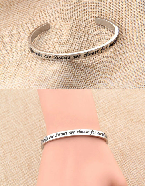 Load image into Gallery viewer, FEELMEM Friendship Cuff Bangle Bracelet Girlfriends Sister Silver
