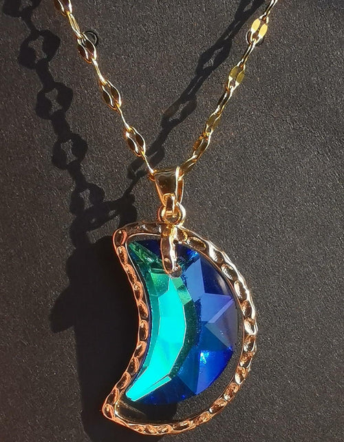 Load image into Gallery viewer, Haowuliao Moon Necklace Women 17x28mm Gold Cable Chain Casual Space
