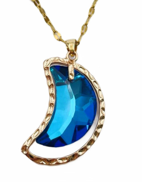 Load image into Gallery viewer, Haowuliao Moon Necklace Women 17x28mm Gold Cable Chain Casual Space
