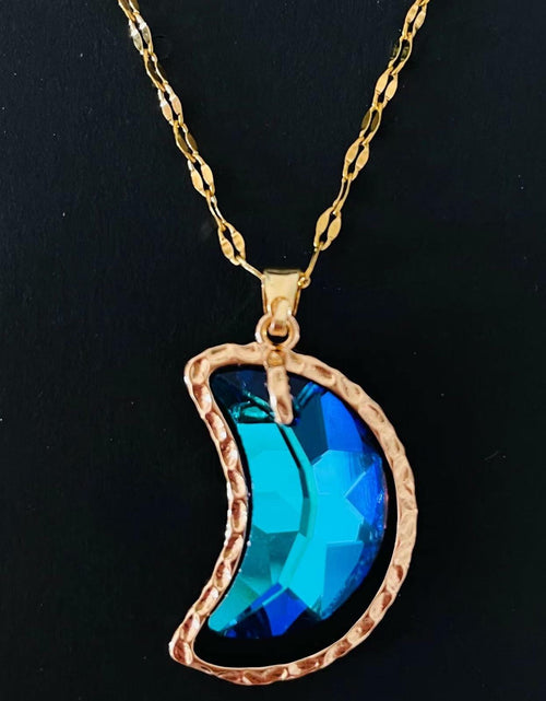 Load image into Gallery viewer, Haowuliao Moon Necklace Women 17x28mm Gold Cable Chain Casual Space
