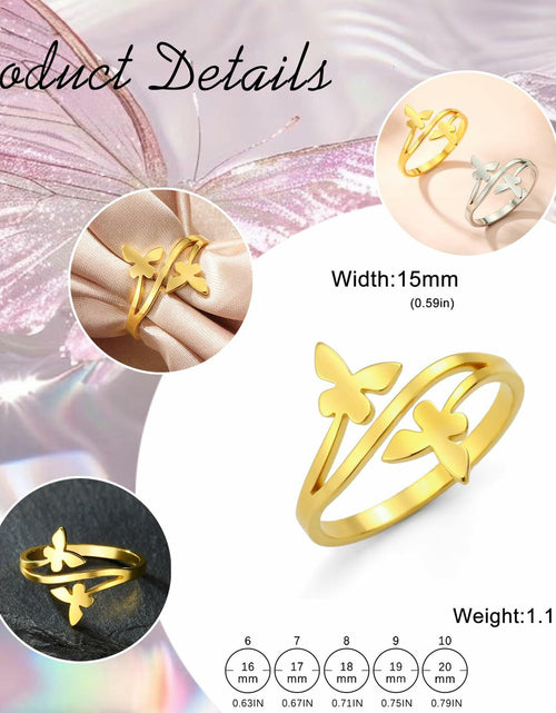Load image into Gallery viewer, Dreamtimes Butterfly Rings Women Dainty Minimalist Wedding Bands Ring G-6
