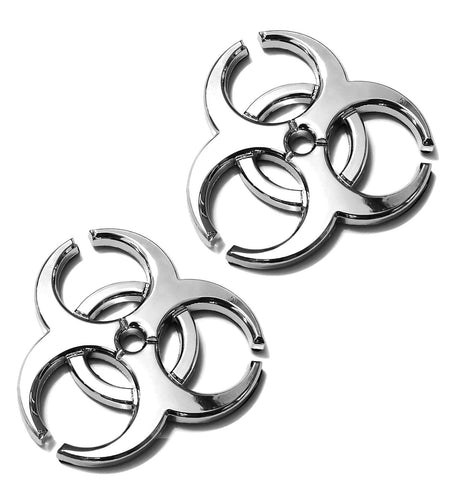 PTDecals 2X 3D Silver Biochemical Marker Car Motorcycle Emblem Sticker