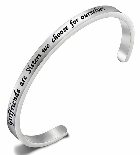 FEELMEM Friendship Cuff Bangle Bracelet Girlfriends Sister Silver