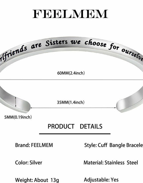 Load image into Gallery viewer, FEELMEM Friendship Cuff Bangle Bracelet Girlfriends Sister Silver
