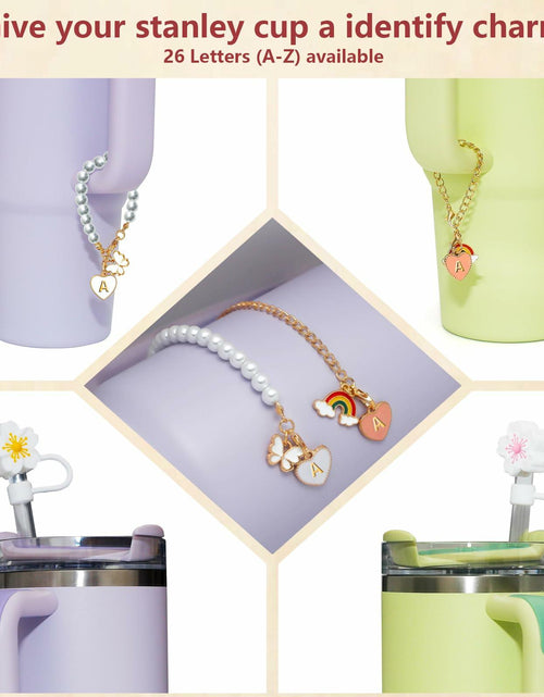 Load image into Gallery viewer, veluvonas Stanley Cup Straw Cover 30&amp;40oz 10mm 2PCS + Letter A Charms
