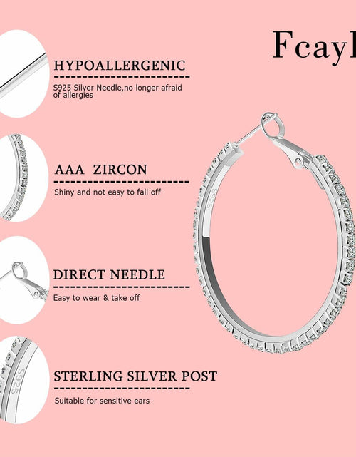 Load image into Gallery viewer, fcaylo 925 Sterling Silver Gold Hoop Earrings Lightweight Hypoallergenic 40mm
