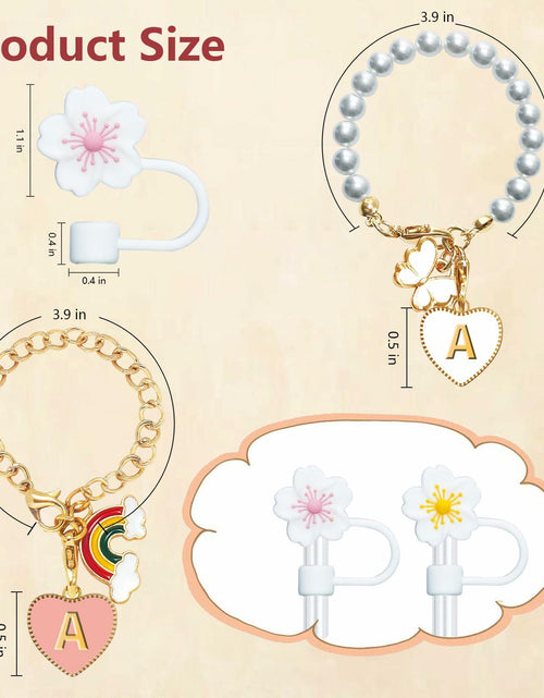 Load image into Gallery viewer, veluvonas Stanley Cup Straw Cover 30&amp;40oz 10mm 2PCS + Letter A Charms
