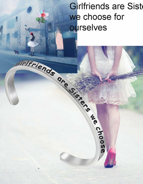 Load image into Gallery viewer, FEELMEM Friendship Cuff Bangle Bracelet Girlfriends Sister Silver
