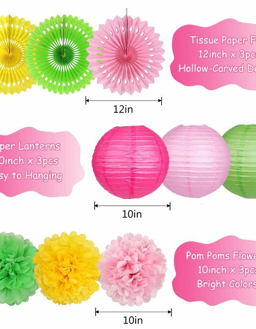 Load image into Gallery viewer, YUNXUAN Flamingo Pineapple Party Decorations Paper Lanterns Fans Pom Poms

