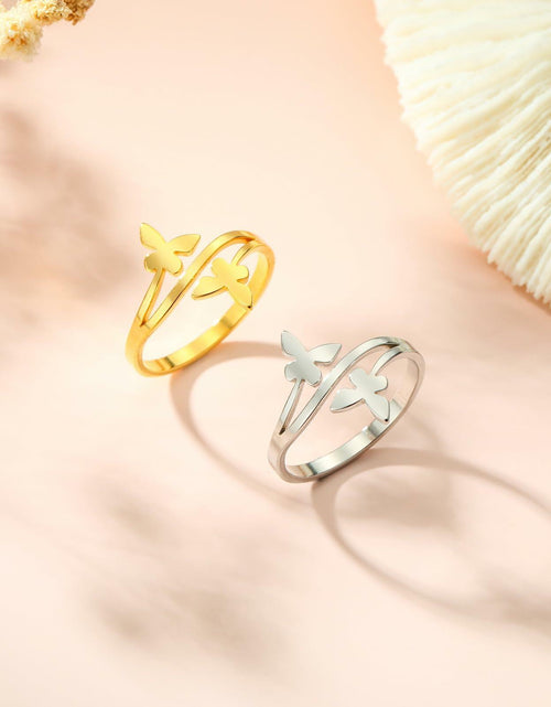 Load image into Gallery viewer, Dreamtimes Butterfly Rings Women Dainty Minimalist Wedding Bands Ring G-6
