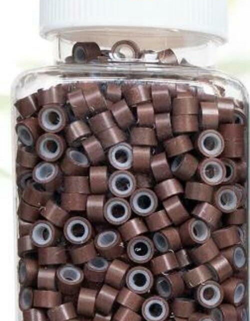 Load image into Gallery viewer, coloryoung 1000pcs 5mm Silicone Lined Micro Beads Hair Extensions Dark Brown
