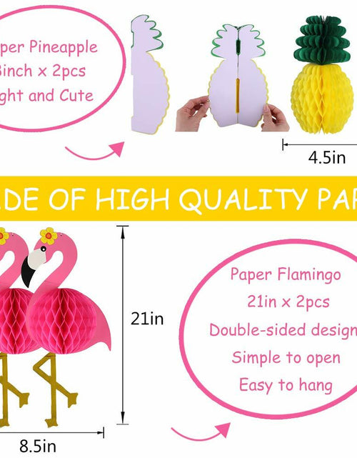 Load image into Gallery viewer, YUNXUAN Flamingo Pineapple Party Decorations Paper Lanterns Fans Pom Poms
