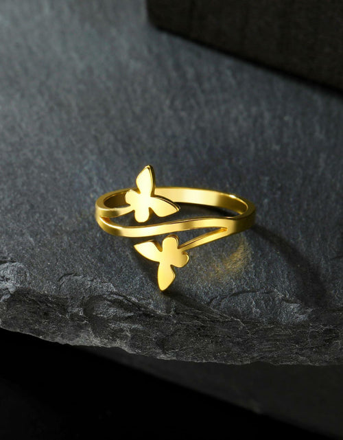 Load image into Gallery viewer, Dreamtimes Butterfly Rings Women Dainty Minimalist Wedding Bands Ring G-6
