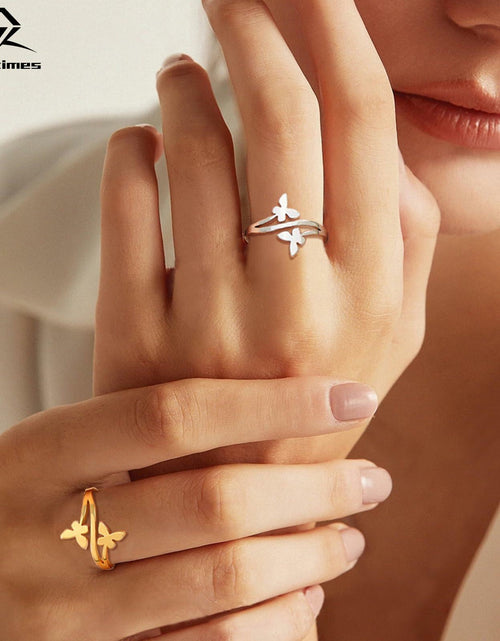 Load image into Gallery viewer, Dreamtimes Butterfly Rings Women Dainty Minimalist Wedding Bands Ring G-6
