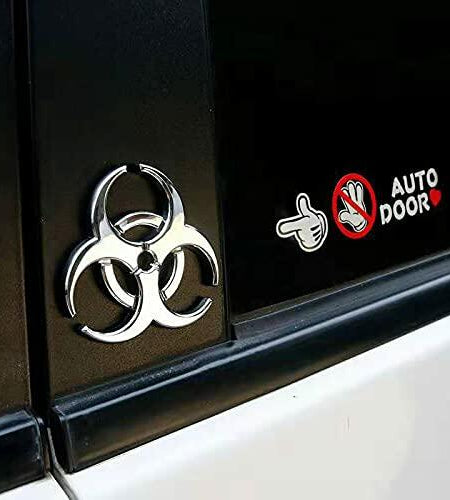 PTDecals 2X 3D Silver Biochemical Marker Car Motorcycle Emblem Sticker