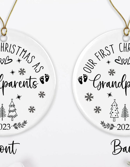 Load image into Gallery viewer, AnhTram97 Our First Christmas As Grandparents Ornament White Ceramic DoubleSided
