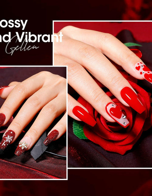 Load image into Gallery viewer, GELLEN Gel Nail Polish Set 6 Colors Burgundy Red Glitter Crimson Celebration
