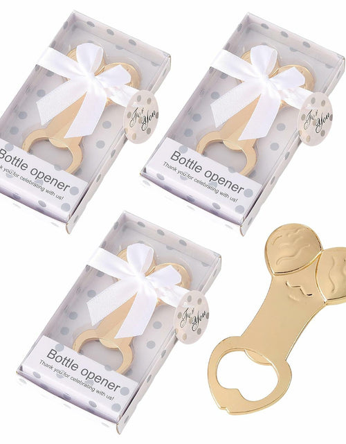 Load image into Gallery viewer, Tough Guy Heavy Duty Zinc Alloy Bottle Opener 3 Pack Gold
