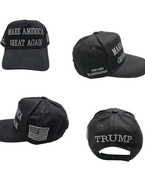 Load image into Gallery viewer, Dark MAGA Trump USA Flag Never Surrender Baseball Cap Hat Black
