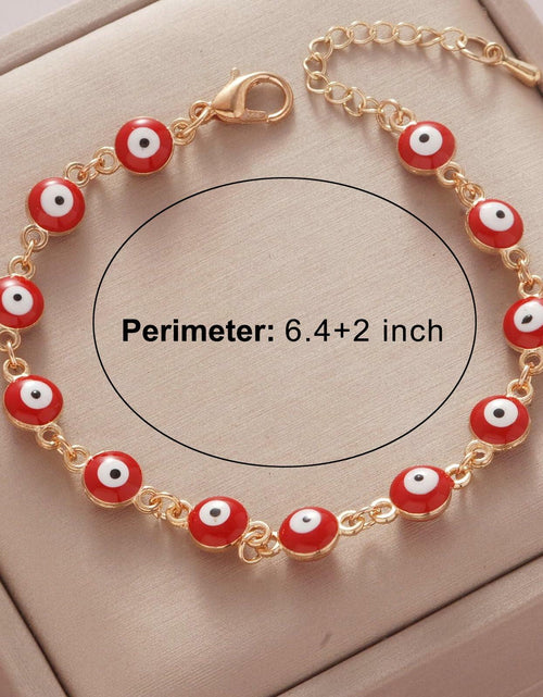 Load image into Gallery viewer, LETAJOY 14k Gold Evil Eye Bracelet Women Red Eyes Rope Chain 8.26"
