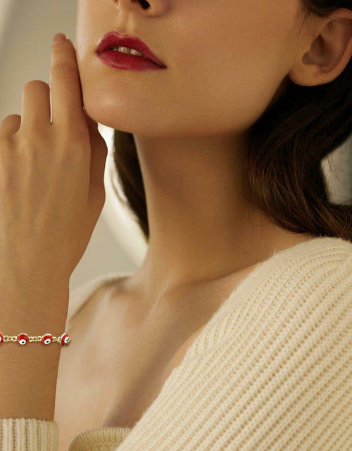 Load image into Gallery viewer, LETAJOY 14k Gold Evil Eye Bracelet Women Red Eyes Rope Chain 8.26"
