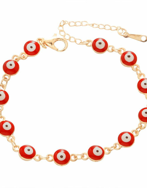 Load image into Gallery viewer, LETAJOY 14k Gold Evil Eye Bracelet Women Red Eyes Rope Chain 8.26"
