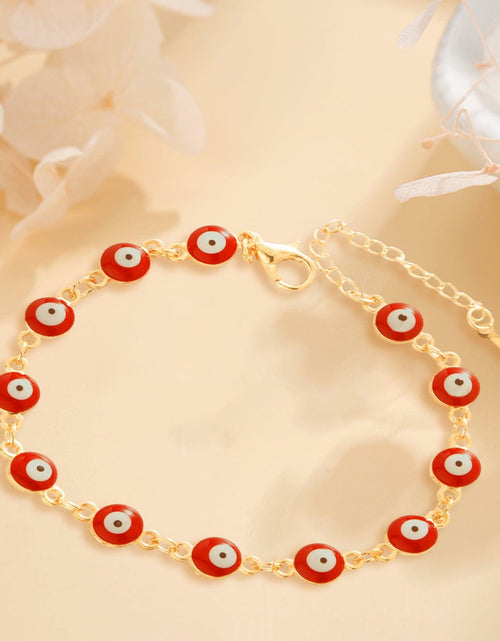 Load image into Gallery viewer, LETAJOY 14k Gold Evil Eye Bracelet Women Red Eyes Rope Chain 8.26"
