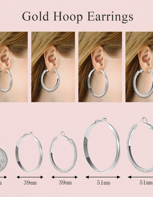 Load image into Gallery viewer, fcaylo 925 Sterling Silver Gold Hoop Earrings Lightweight Hypoallergenic 40mm
