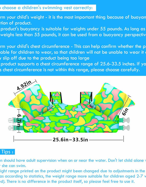 Load image into Gallery viewer, Chriffer Kids Swim Vest 30-55lbs Toddler Life Jacket Floaties Arm Wings
