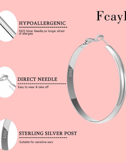 Load image into Gallery viewer, fcaylo 925 Sterling Silver Gold Hoop Earrings Lightweight Hypoallergenic 40mm
