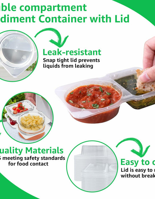 Load image into Gallery viewer, Double Compartment Condiment Containers with Lids 16 PCS Plastic Reusable
