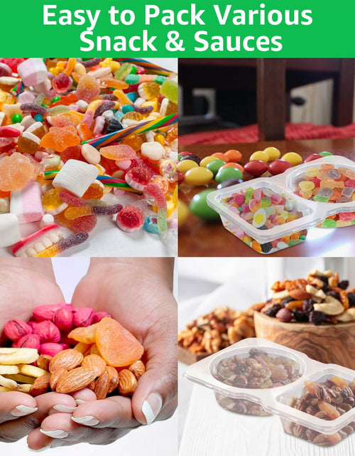 Load image into Gallery viewer, Double Compartment Condiment Containers with Lids 16 PCS Plastic Reusable

