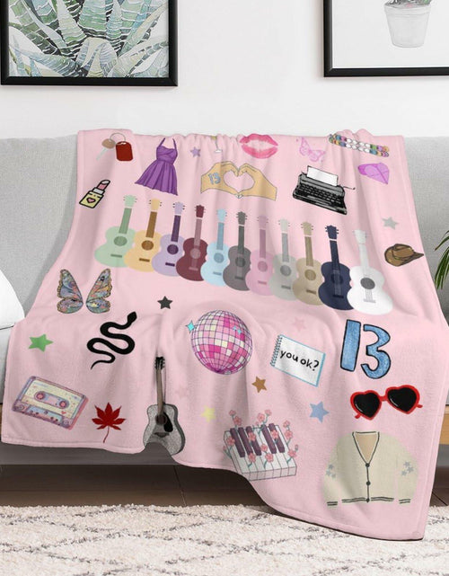 Load image into Gallery viewer, Levionys Music Fans Print Fleece Blanket Pink Purple 50x60 Flannel
