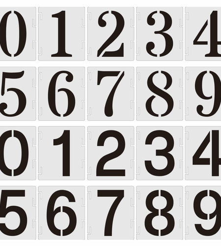Duozea 4 Inch Number Stencils Set Plastic Reusable Templates for Painting