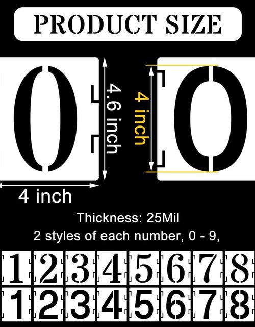 Load image into Gallery viewer, Duozea 4 Inch Number Stencils Set Plastic Reusable Templates for Painting
