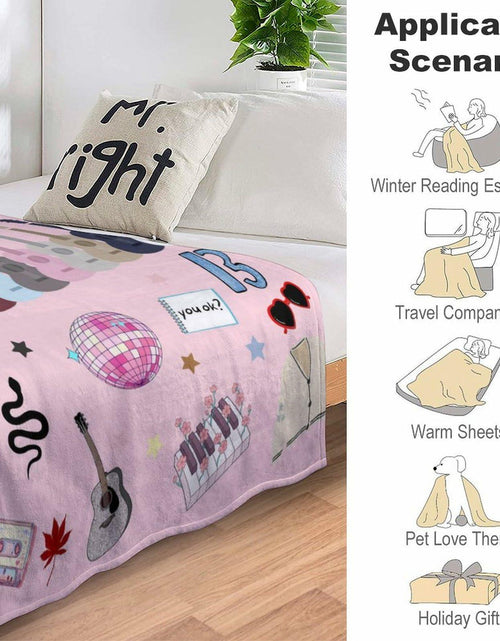 Load image into Gallery viewer, Levionys Music Fans Print Fleece Blanket Pink Purple 50x60 Flannel
