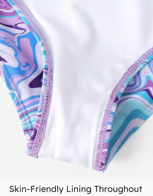 Load image into Gallery viewer, PATPAT Girls 3pcs Swimsuit Set Floral Bikini w/ Cover Up Skirt 7-8Y Blue
