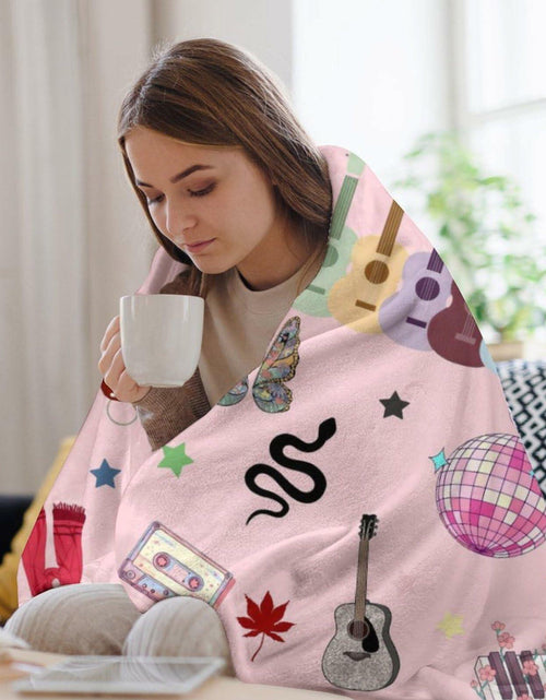 Load image into Gallery viewer, Levionys Music Fans Print Fleece Blanket Pink Purple 50x60 Flannel
