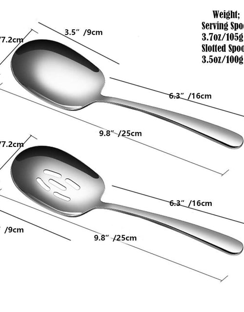 Load image into Gallery viewer, SIAIQIANG 18/8 Stainless Steel Serving Spoons Set 9.8in Silver 2pc

