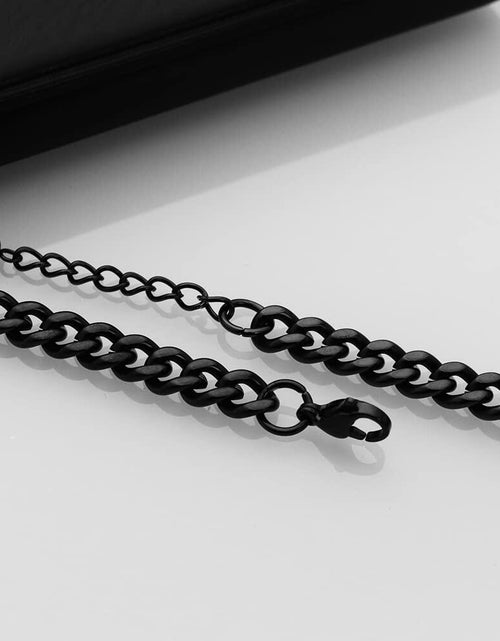 Load image into Gallery viewer, Huiuy Engraved DAD Stainless Steel Link Bracelet Black 9 Inch
