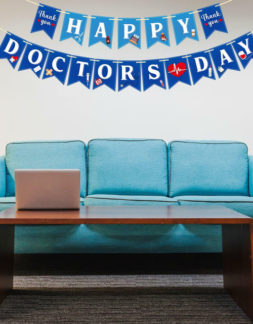 Load image into Gallery viewer, Qttier National Doctor's Day Banner Blue Cardstock Pre-strung Party Decor
