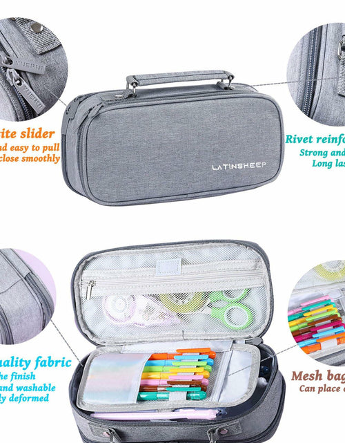 Load image into Gallery viewer, KEBEIXUAN Canvas Pencil Case Large Capacity Zipper Organizer Pink
