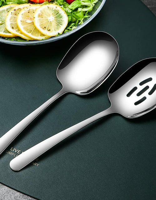 Load image into Gallery viewer, SIAIQIANG 18/8 Stainless Steel Serving Spoons Set 9.8in Silver 2pc
