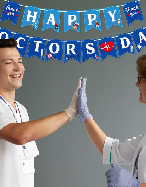 Load image into Gallery viewer, Qttier National Doctor's Day Banner Blue Cardstock Pre-strung Party Decor
