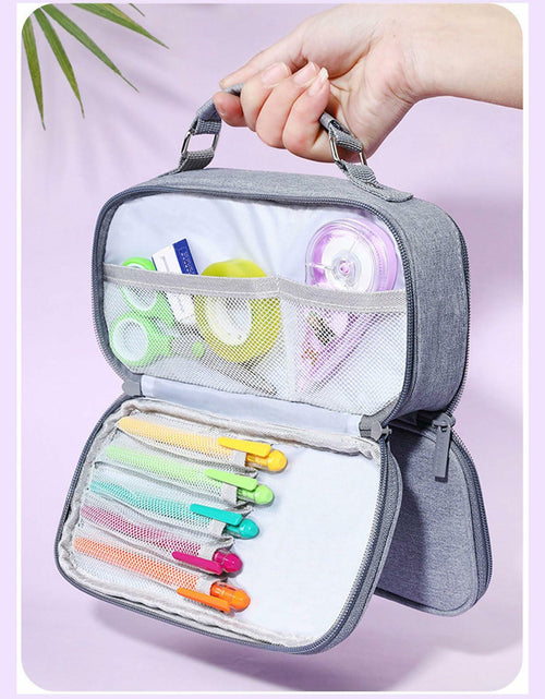 Load image into Gallery viewer, KEBEIXUAN Canvas Pencil Case Large Capacity Zipper Organizer Pink
