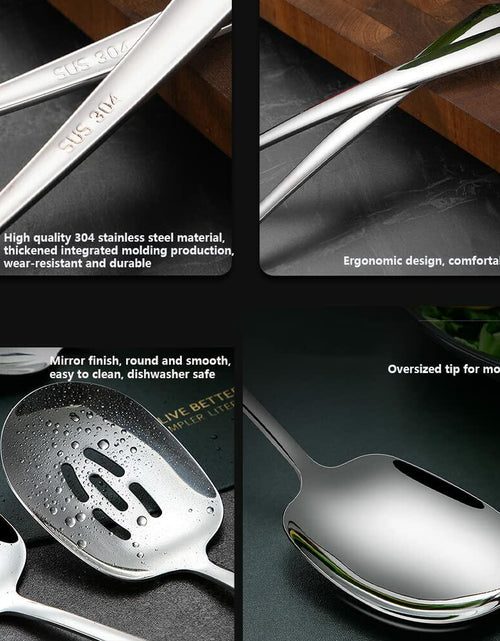 Load image into Gallery viewer, SIAIQIANG 18/8 Stainless Steel Serving Spoons Set 9.8in Silver 2pc
