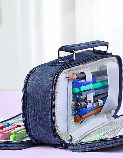 Load image into Gallery viewer, KEBEIXUAN Canvas Pencil Case Large Capacity Zipper Organizer Pink
